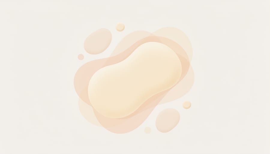 Hands holding a ceramic bowl with creamy off-white serum texture resembling colostrum