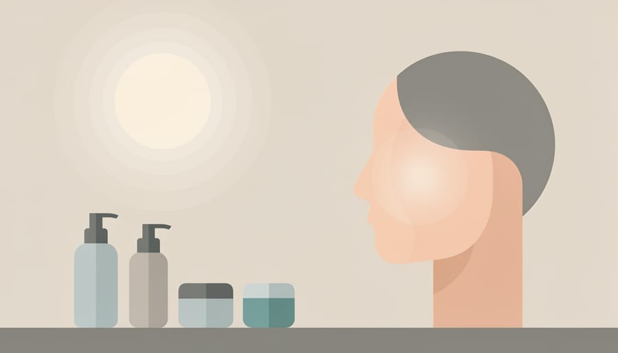 Jar of moisturizer with a smooth cream swirl in bright morning light on a clean bathroom surface.