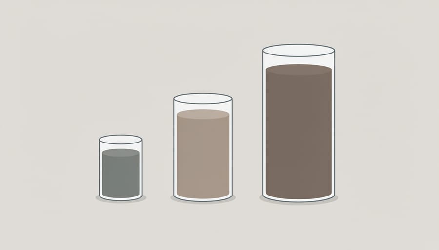 Conceptual image of three unbranded cosmetic container sizes stacked to represent different product formats