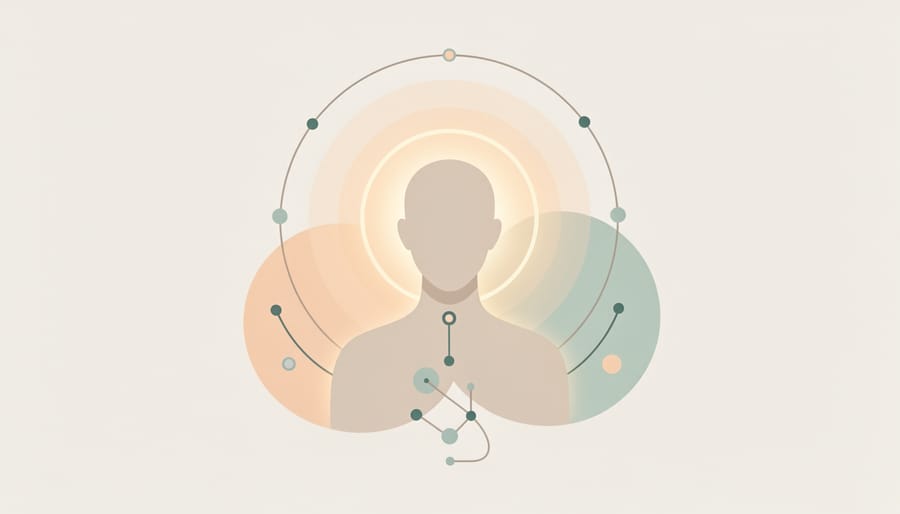 Hands lifting a glowing stone near a warm candle with soft steam in a spa-like setting