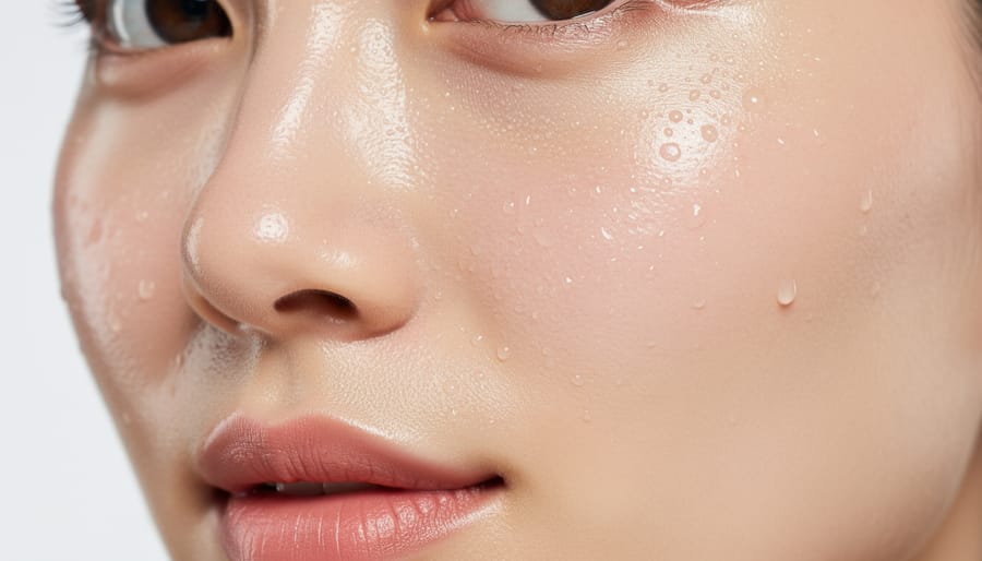 Extreme close-up of moisturized skin with a natural moisture sheen